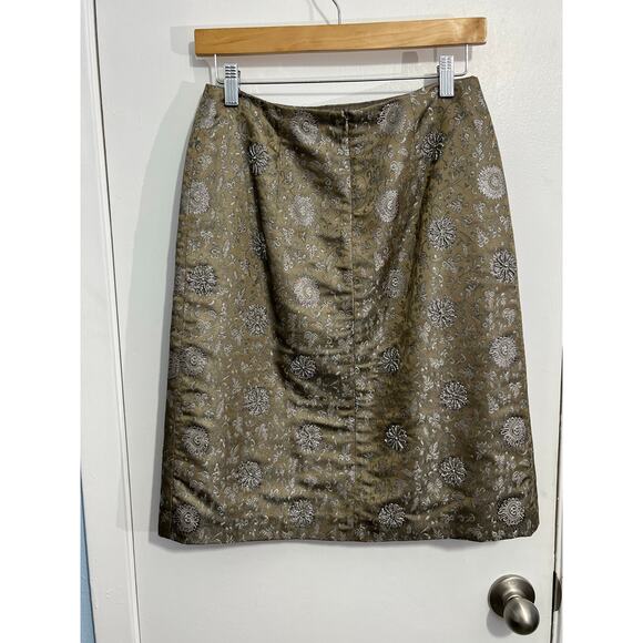 David Meister Skirt Size 2 Gold Silver Beaded Embroidered Medallion Cocktail - Picture 5 of 8